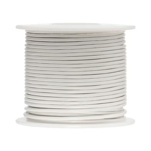 16 AWG Gauge Solid Hook Up Wire, 100 ft Length, White, 0.0508